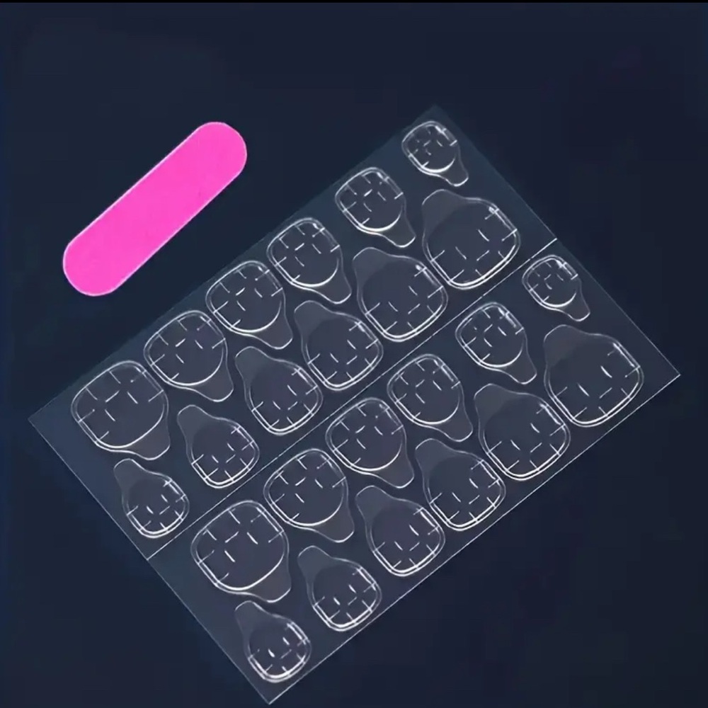 Floral Blue & White 3D Press-On Nails pearls handmade reusable 10 pc long length - Picture 6 of 7